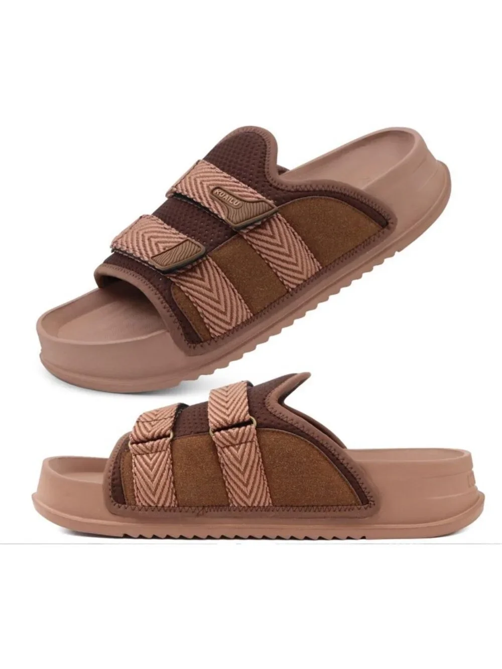 Men Dark Brown Orthotic Arch Support Fabric Ultra Soft Comfort Fit Slipper Shoes